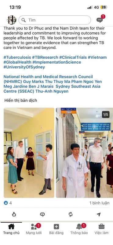 Bài viết của GS Gregory James Fox, ngay sau khi thăm và làm việc với Bệnh viện Phổi Nam Định